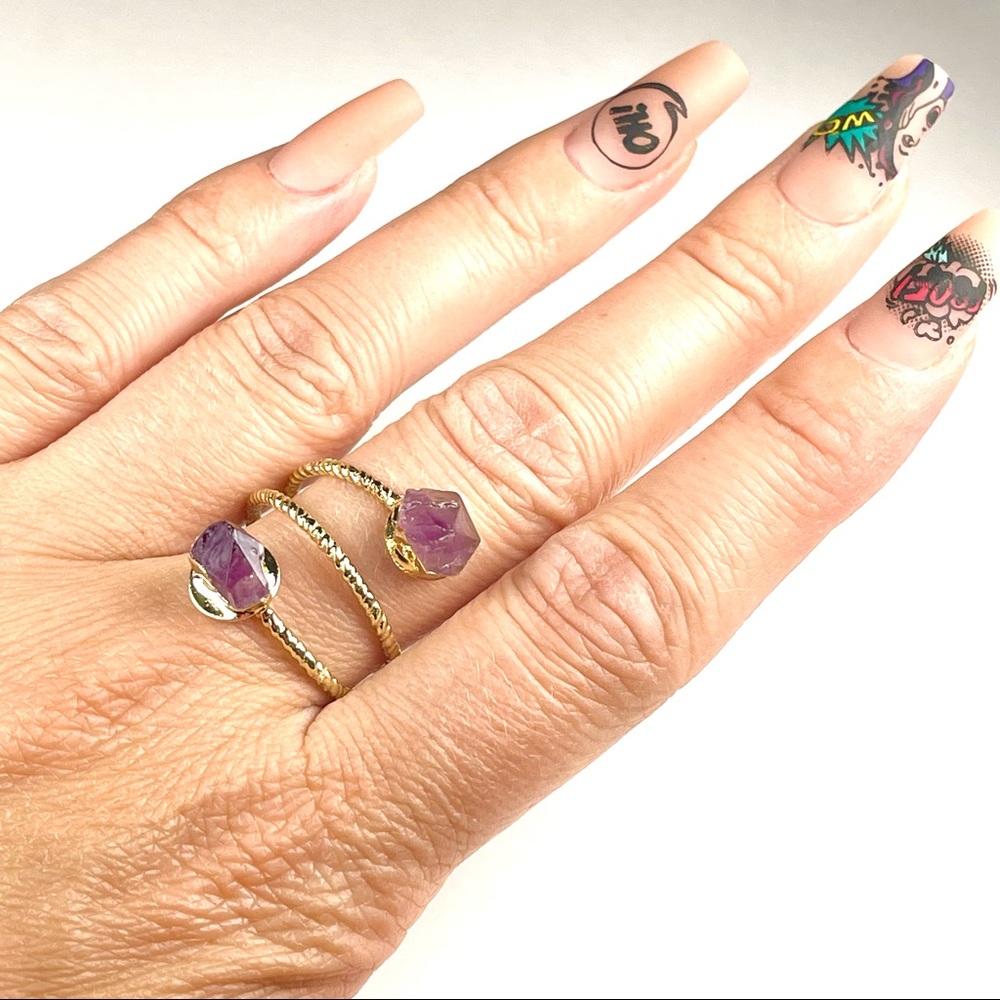 Natural Amethyst Stone Adjustable Ring - image 7